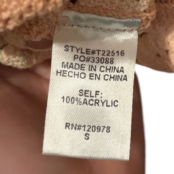 Entro Knit Crochet Floral Multi Color Pastel Cropped Long Sleeve Lace Top Small - Picture 13 of 14